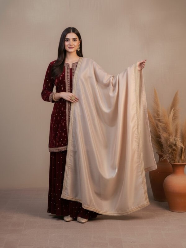 designer maroon velvet party wear set | heavy work & silk dupatta designer maroon velvet party wear set | heavy work & silk dupatta