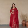 festive kurta set | a line cotton with detailed embroidery