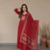 festive kurta set | a line cotton with detailed embroidery