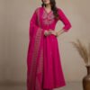 embroidered sequence work kurti set | mul mul cotton gown with dupatta