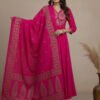 embroidered sequence work kurti set | mul mul cotton gown with dupatta