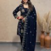 heavy viscose velvet suit | multi sequence embroidery & velvet dupatta