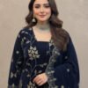 heavy viscose velvet suit | multi sequence embroidery & velvet dupatta