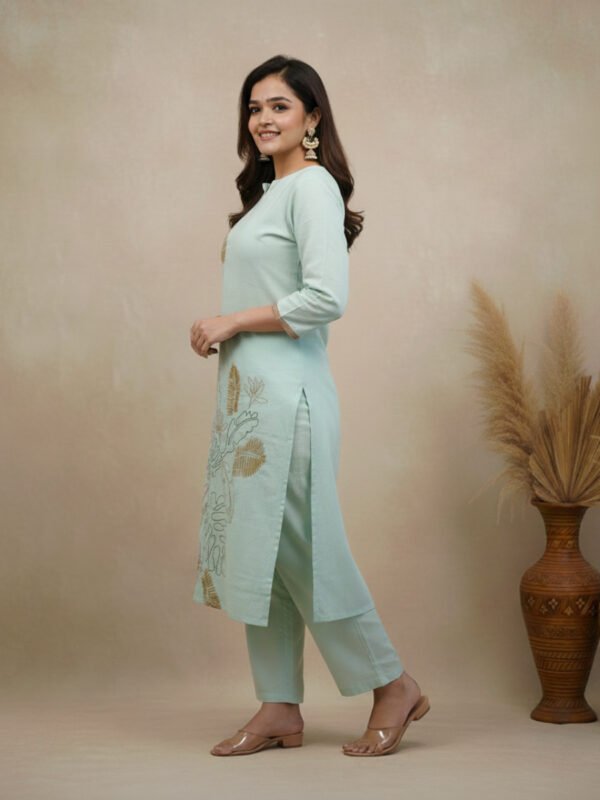 mint green embroidered kurti set | comfortable daily/work wardrobe mint green embroidered kurti set | comfortable daily/work wardrobe
