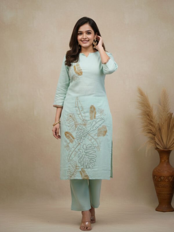 mint green embroidered kurti set | comfortable daily/work wardrobe mint green embroidered kurti set | comfortable daily/work wardrobe